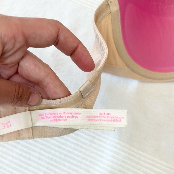 Victoria's Secret PINK Wear Everywhere Push-up Bra 36C Nude Strapless - Picture 7 of 9